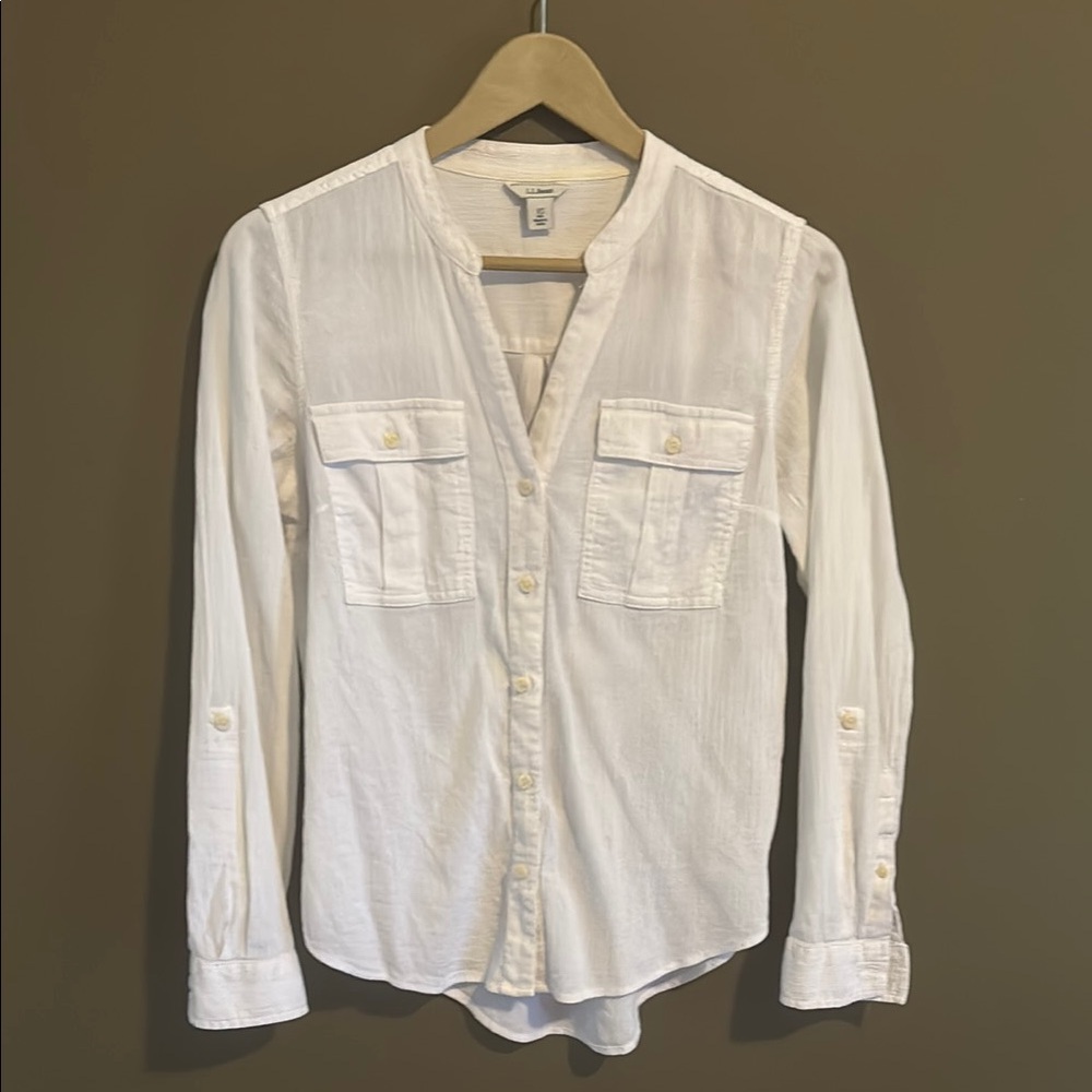 L.L. Bean Classic White Collared Shirt
